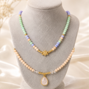 pastel layered beaded necklace set