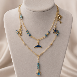 beach charm layered necklace
