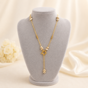 minimal gold chain stone necklace
