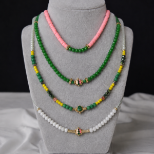 green & pink turtle layered necklace set