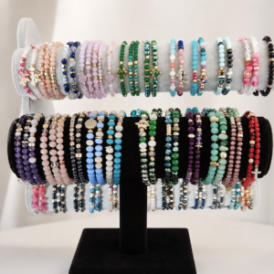 colorful beaded bracelet display collection